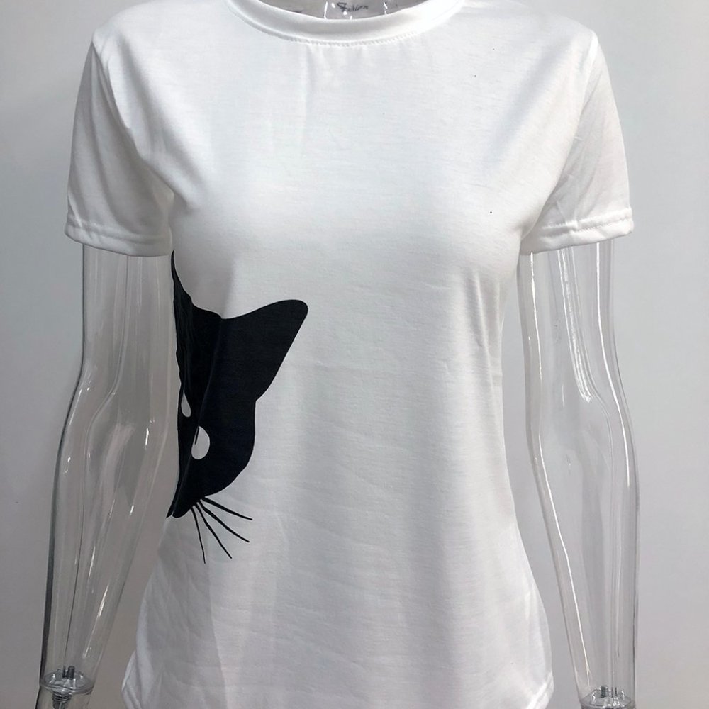 Cat Pattern Print T -Shirt(Branded Wear For Less) - Picture 3 of 3